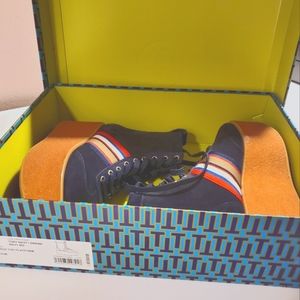 Tory Burch Striped High Top Platform Sneakers